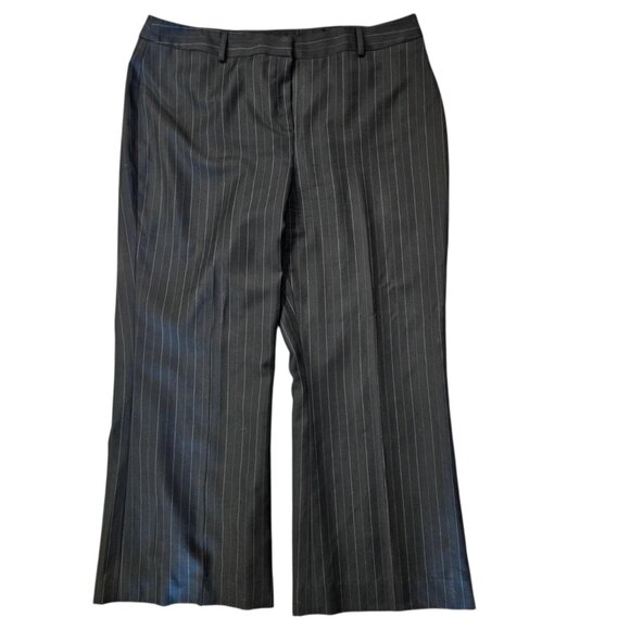 Vintage Louben Women's High Rise Dark Brown Pinstripe Wool Dress Pants Size 18 - Picture 1 of 12